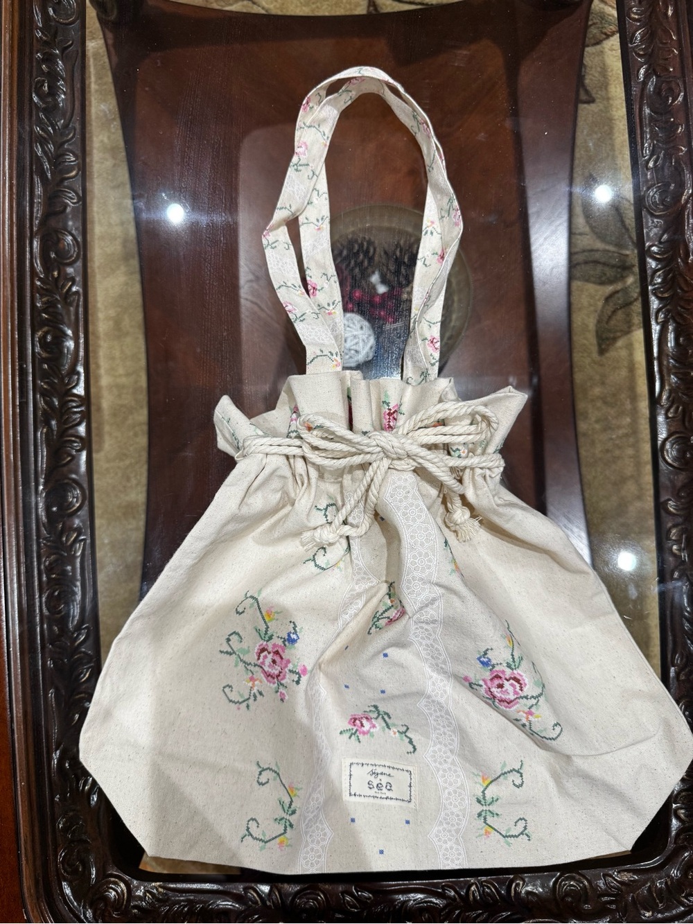 Sezane sea drawstring tote bag
